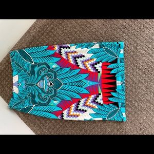 Fitted multi color skirt. Very slimming!